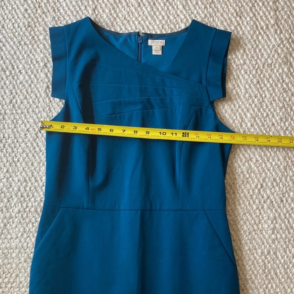 NWOT J. Crew Sleeveless Teal-Blue Sheath Dress - Picture 7 of 9